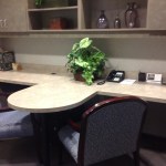 A desk and chairs